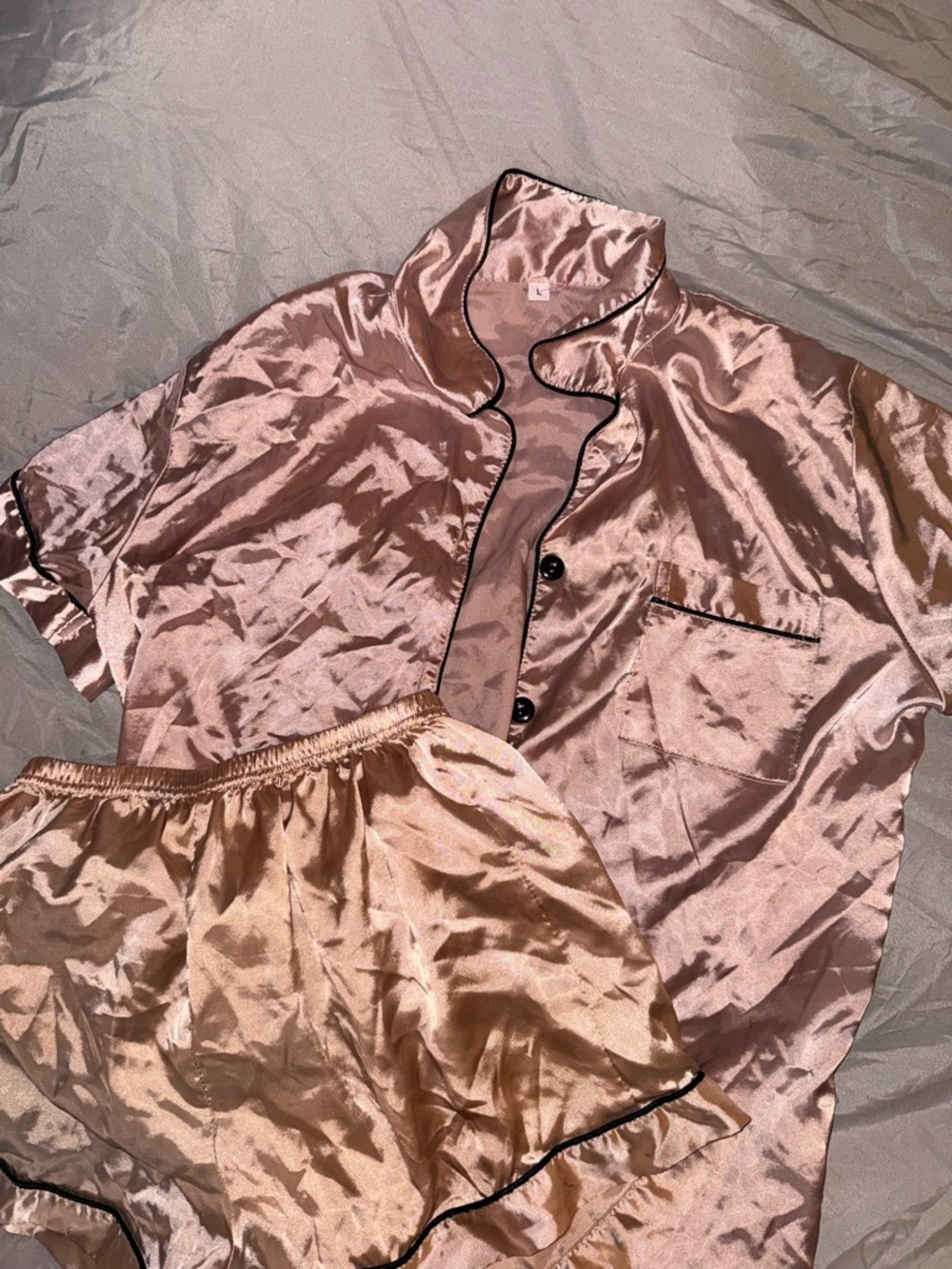 Pink satin PJ set Large